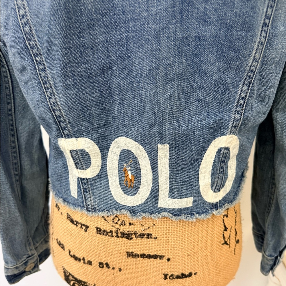 Ralph Lauren POLO Signature Logo Trucker Jean Jacket Size 16 Junior - Picture 9 of 16